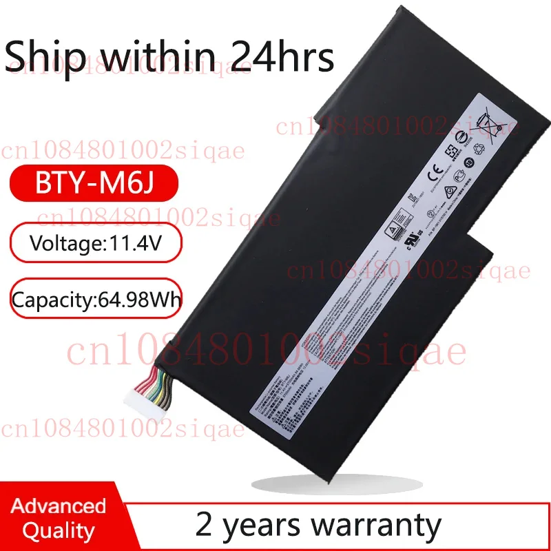 

New BTY-M6J Laptop Battery For MSI GS63,GS63VR 7RF,8RE,6RF,GS73 8RF,MS-17B5,17B7,17B1,16H2,16K2,WS63 8SK,8SL,8SJ,7RK,WS63VR 7RL