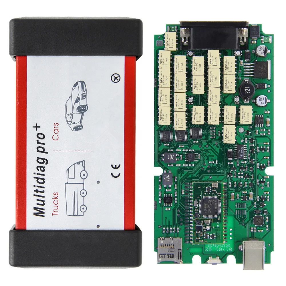 Multidiag pro + plus único verde pwb nec relés v2020.23 com 701 chip obd2 interface de diagnóstico automático