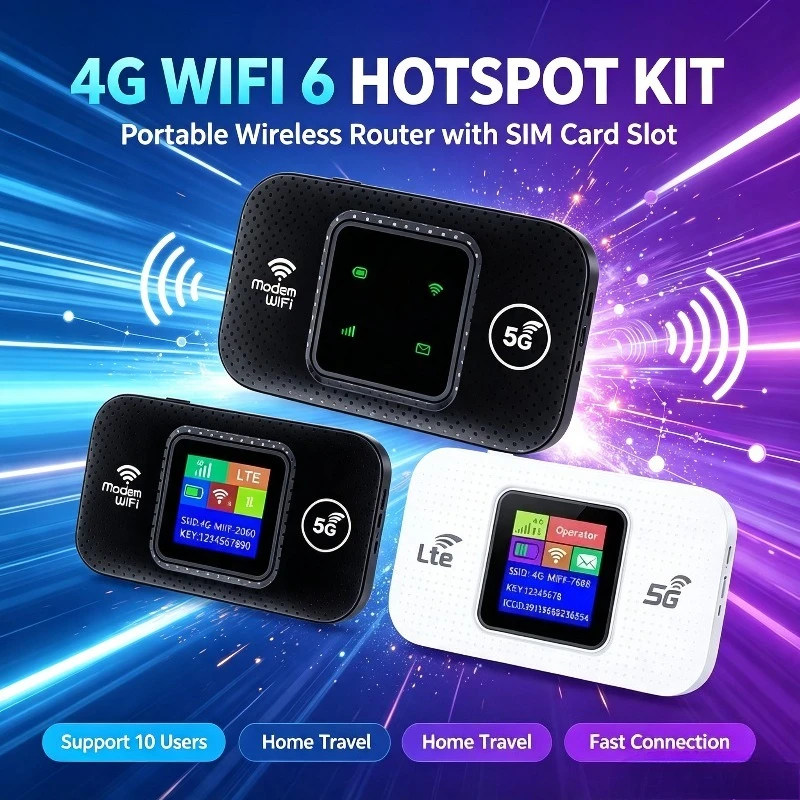 10‑User Shared Mobile Hotspot 4G WiFi6 Portable Router SIM Card Slot Outdoor Household Network