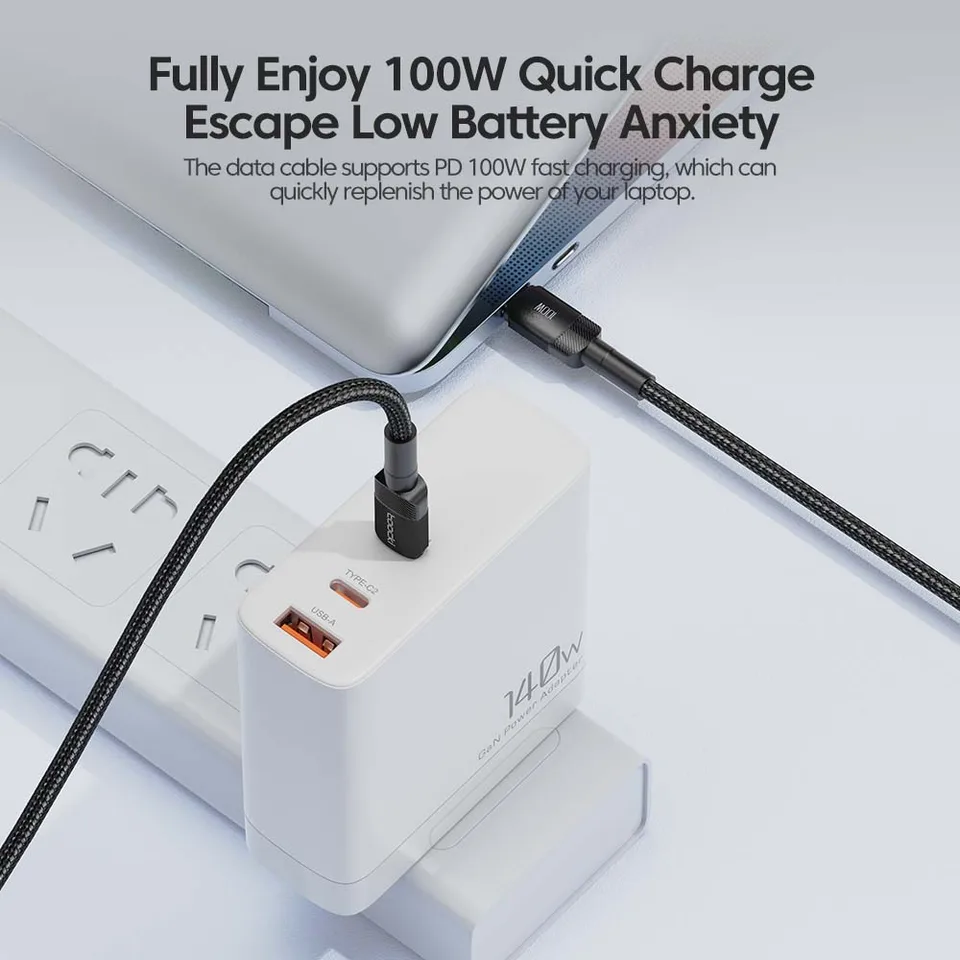 Toocki Cable de 100W tipo C a USB C, PD 3.0, carga rápida 4.0, tipo C a tipo C para iPhone 15, Macbook, Samsung, Xiaomi 2