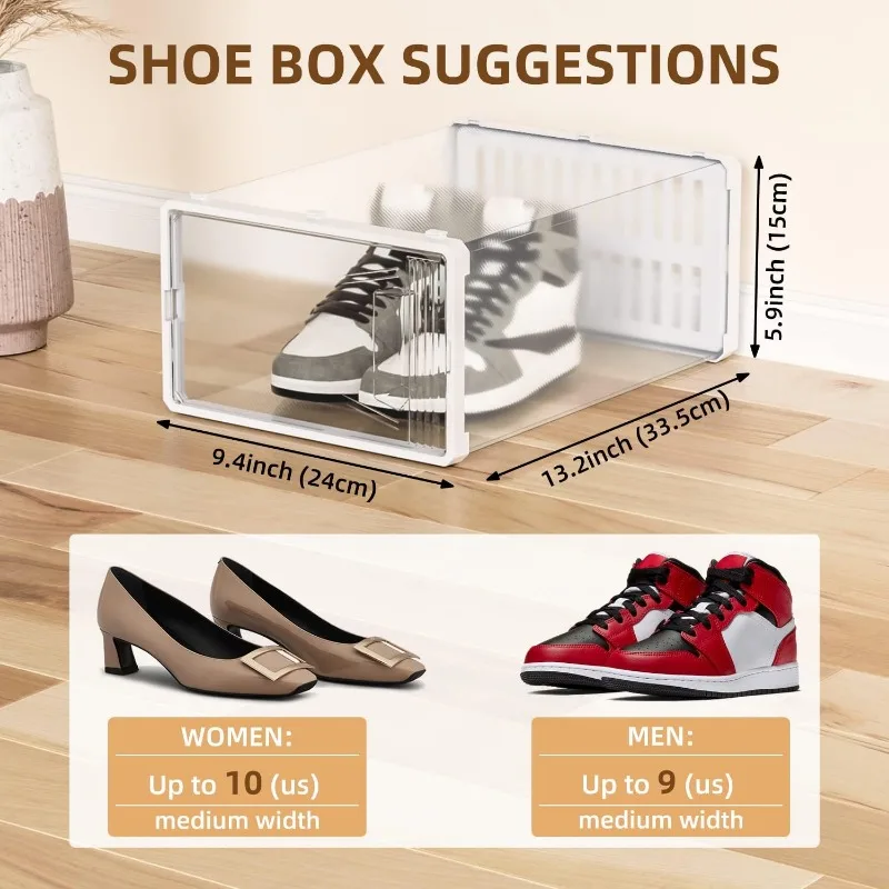 12er Pack Schuh organisator durchsichtiger stapelbarer Kunststoff Aufbewahrung multifunktion ale Box Universal Schuh Aufbewahrung boxen für Männer Frauen