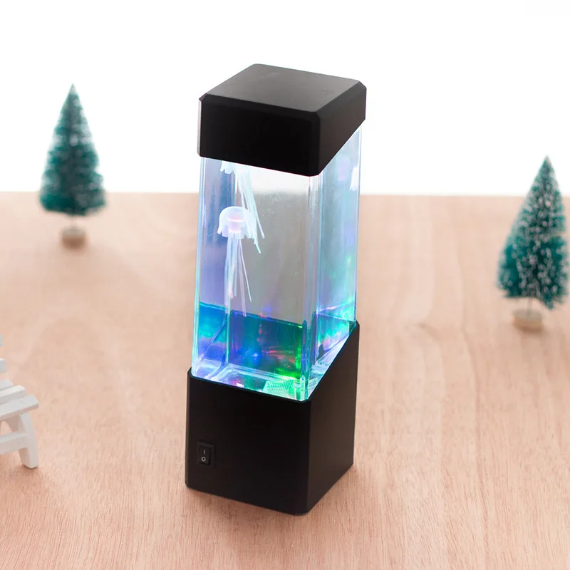 Amazon Foreign TradeLEDColorful Small Square Jellyfish Lamp Acrylic Square Volcano Atmosphere Lamp Bedroom Night Light