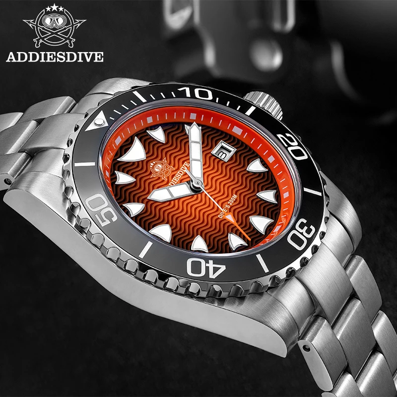 ADDIESDIVE New AD2561 Quartz Watch 41MM Stainless Steel BGW9 Luminous Watches for Men Date Display 20Bar Waterproof Wristwatch
