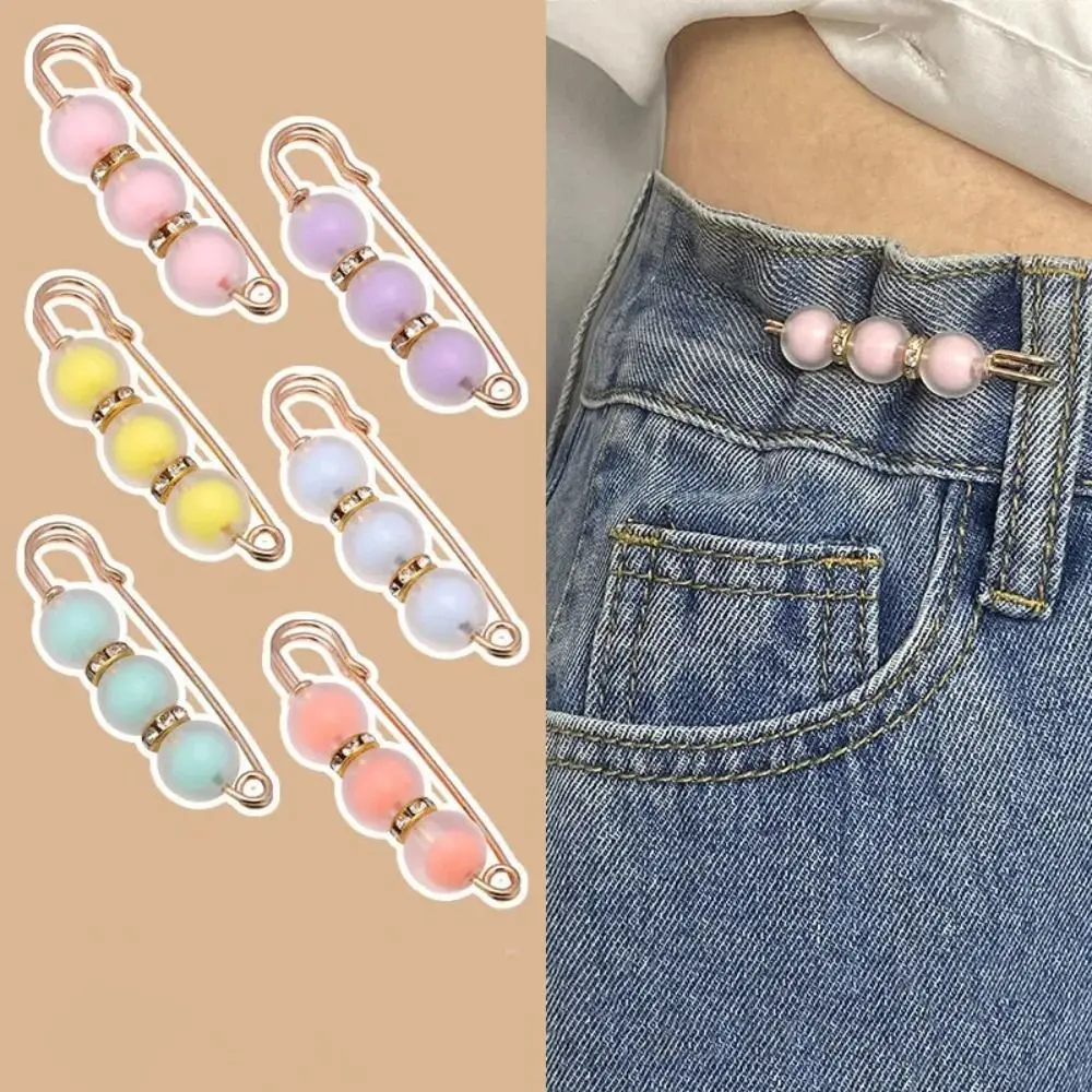 Frosted Bead Detachable Metal Pins Fastener Pants Pin Retractable Button Sewing-Free Buckles For Jeans Perfect Fit Reduce Waist