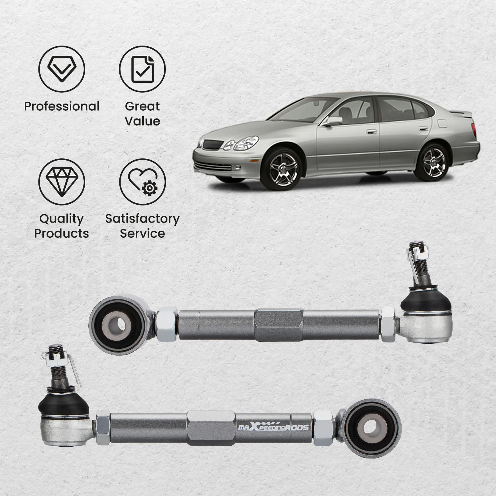 2 Pcs Adjustable Rear Toe Control Arms Set fir for Lexus IS200 IS300 00-05 XE10