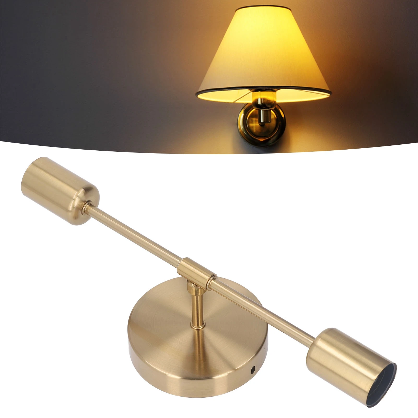 

ZK20 Double Wall Light Base E27 E26 Rust Proof Vintage Wall Lamp Bulb Holder for Living Room Bathroom Gold 85‑265V