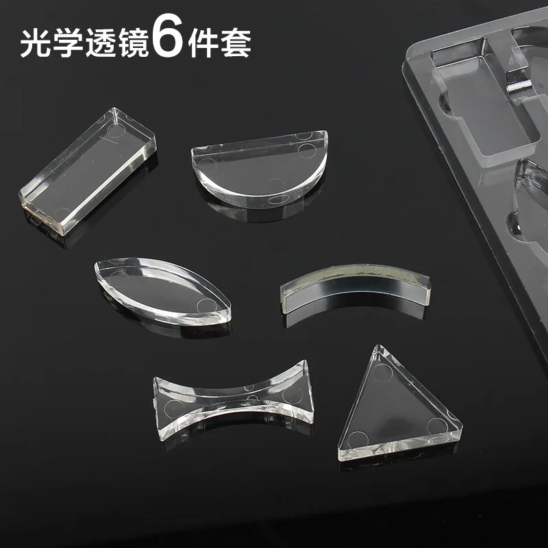 Set di lenti a prisma ottico 6 pezzi Kit ottico fisico con lente convessa concava acrilica per esperimenti della scuola primaria secondaria G112