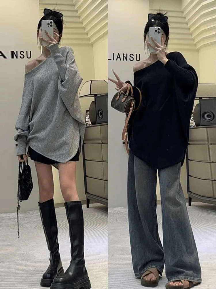 

Вязаный свитер с мягкими глазами, женский осенне-зимний новый Sle, нестандартный дизайн, удобный теплый модный круглый длинный свитер...