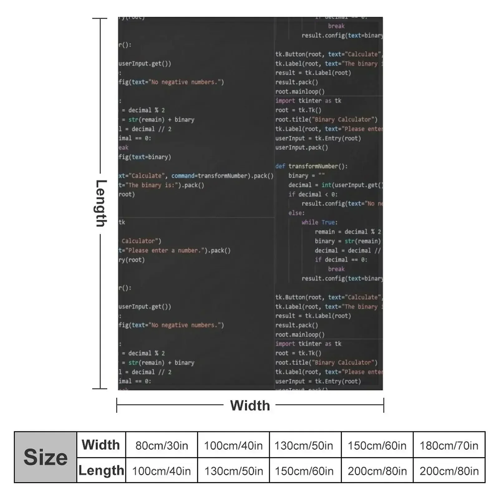 Python program code Throw Blanket Extra Large Throw Decoratives Blankets