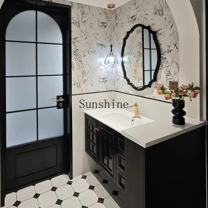 Bathroom cabinet combination ceramic integrated basin French retro wind washing table toilet customization  FT
