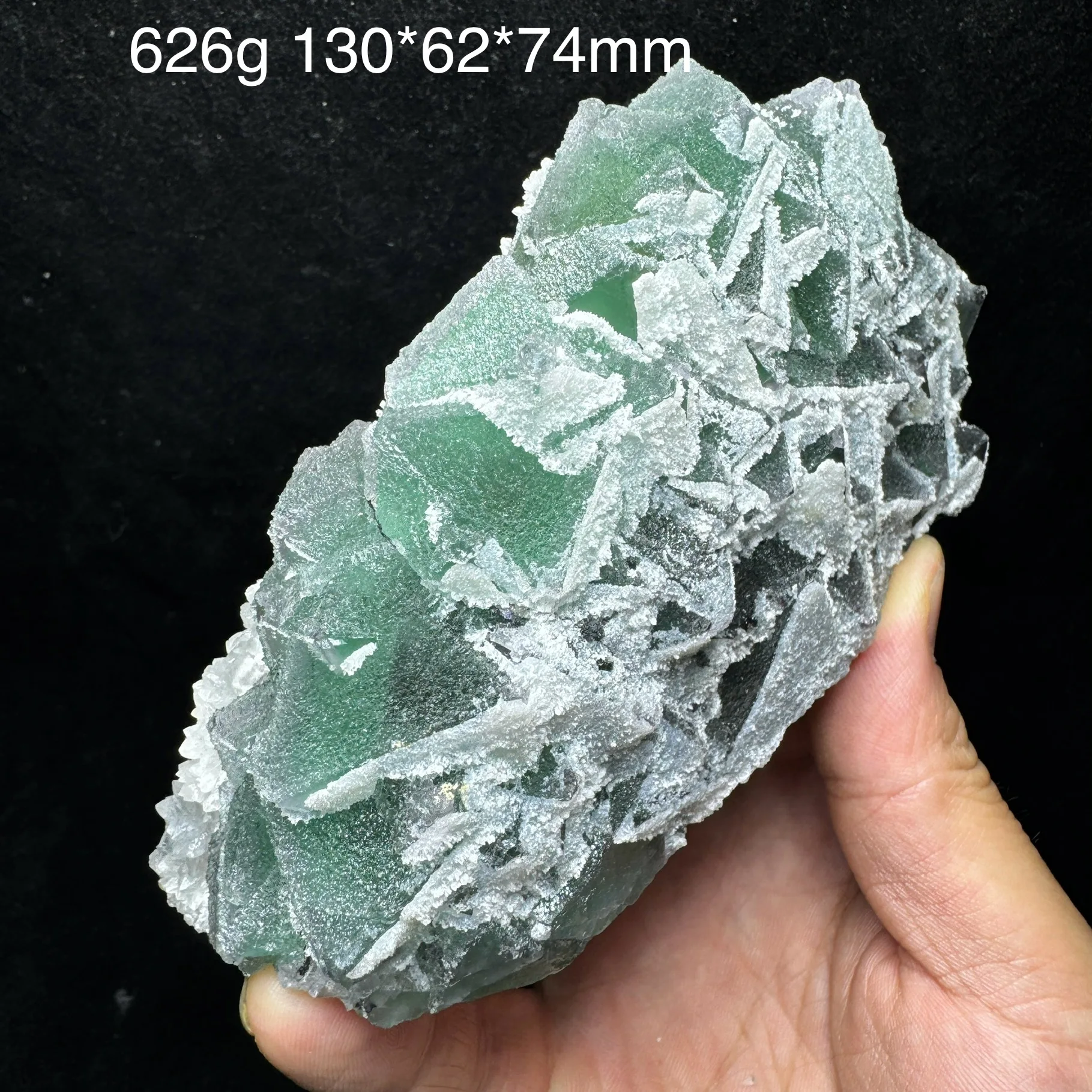626g Natural ZheJiang Octahedral Green Fluorite Mineral Specimen Healing Quartz Crystals Home Decor