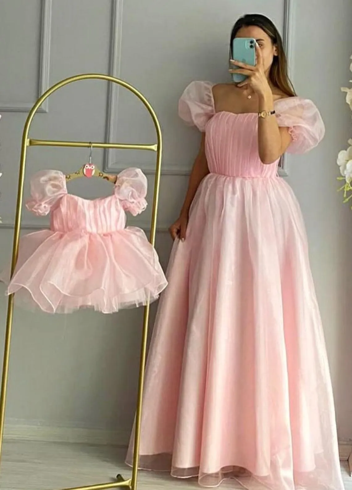 

Светло-розовое одинаковое платье трапециевидной формы для мамы и дочки для фотосессии, платья «Мама и я» на первый день рождения, вечернее платье для всей семьи