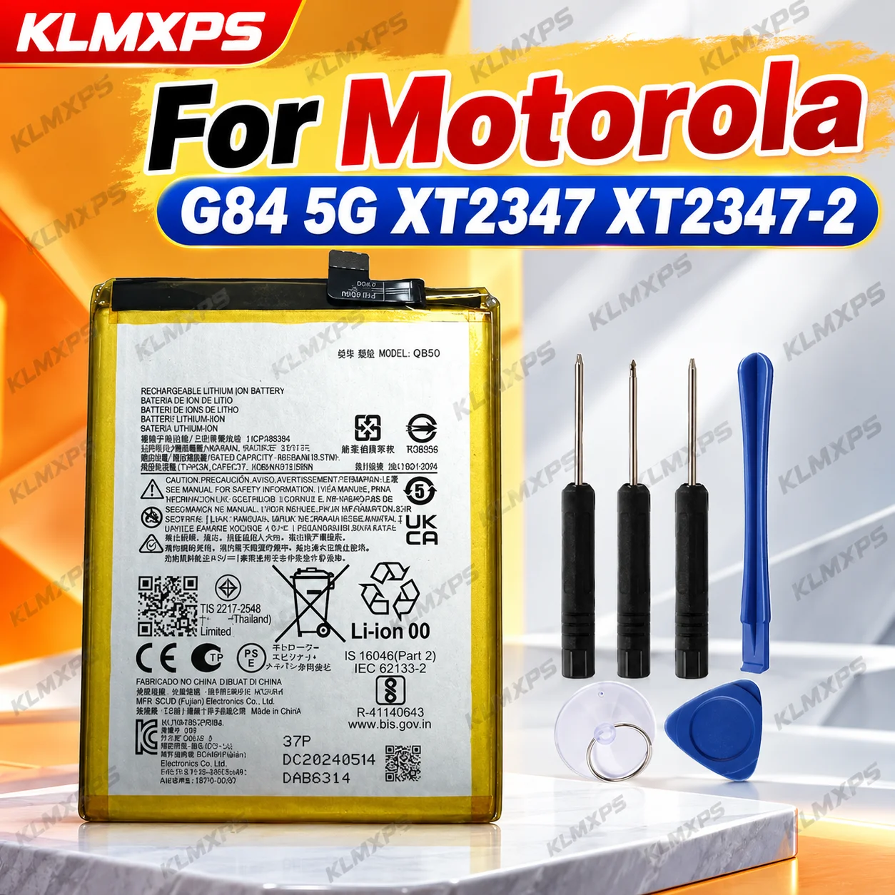 QB50 5000mAh Replacement Battery for Motorola Moto G84 5G XT2347 XT2347-2 with Included Mobile Phone Repair Tools
