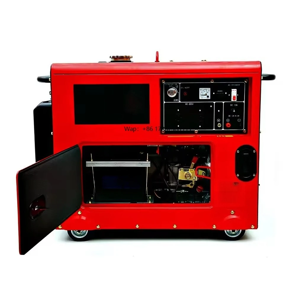 

Супертихий генератор 5.5/6.5 кВт с воздушным охлаждением, автозапуском, дистанционным управлением, экологичный, с цифровой панелью