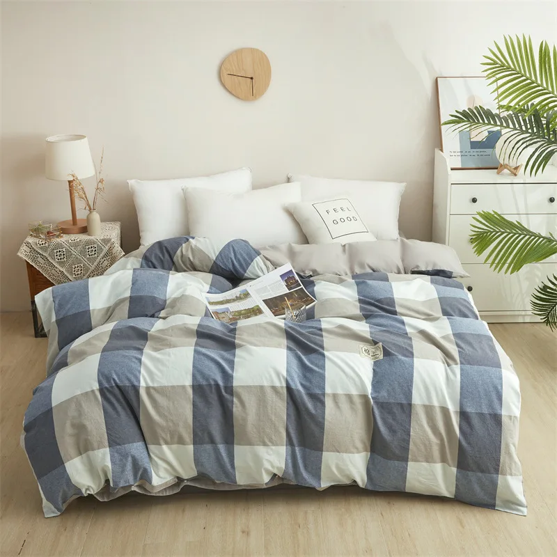 Japanese style unprinted all cotton washed cotton quilt cover, Class A single piece duvet cover, student dormitory high-quality