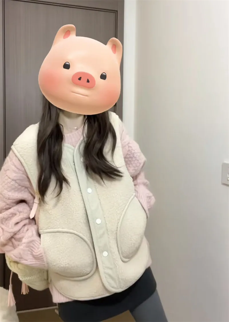 

Lamb Fur Vest Women's Faionable Versatile Warm Autumn Winter New Sle Fufu Outerwear Korean Sle Commute Pure Color ort