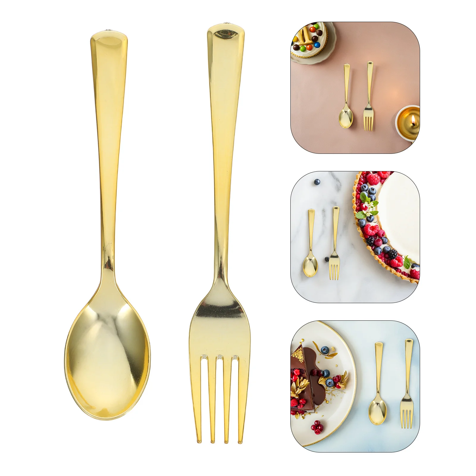 

120Pcs Gold Disposable Cutlery Set Plastic Silverware Forks Spoons Party Tableware Wedding Birthday Catering Utensils