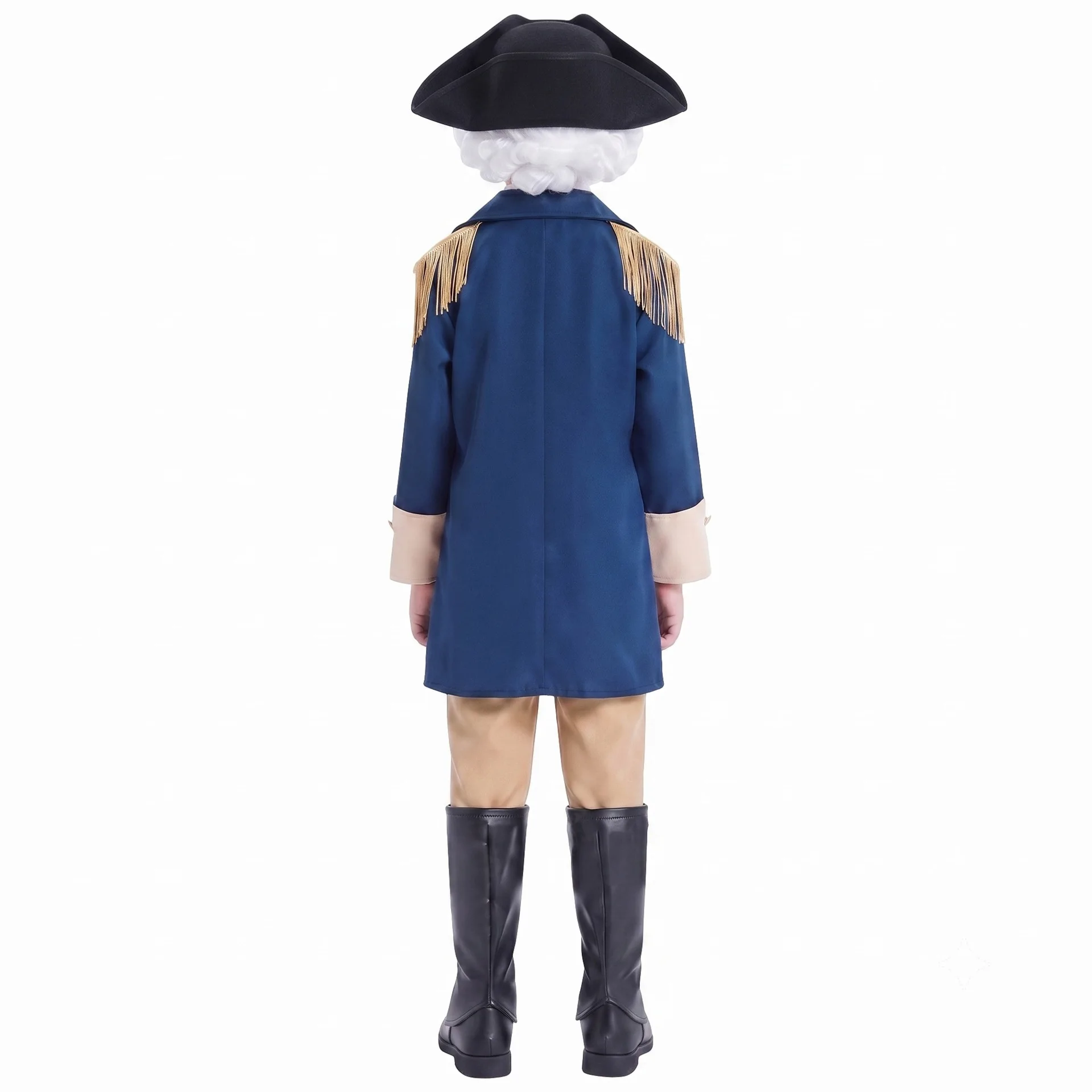 Kids Colonial George Washington Costume Historical Military Officer Outfit With Hat Boys Halloween Party Stage Fancy Dress view 4