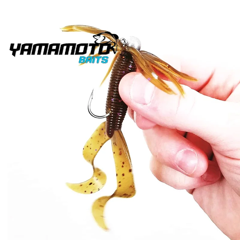 ヤマモト-ソフトベイト-ダブルカールテール-25インチ-ファインルアー-フェイクリードヘッドフック-ジグ-トレーリングソフトベイト-ワイルドフィッシング-ブラックピット