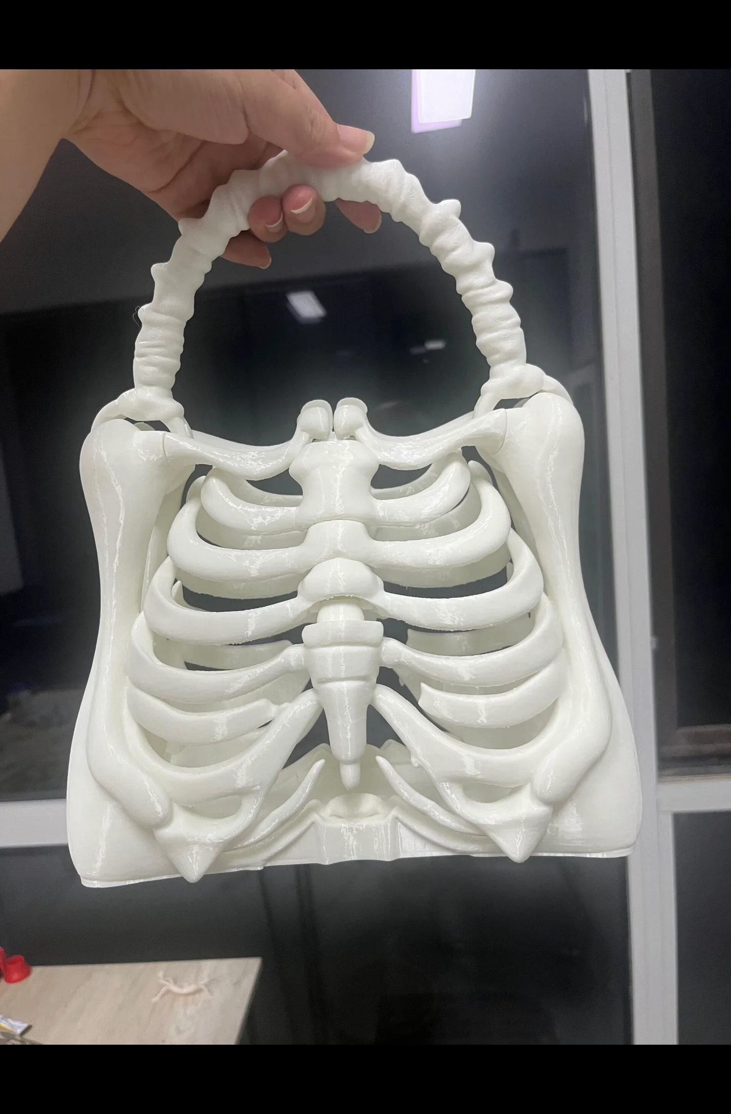 

3D Printed Rib Cage Tote Bag - All White Realistic Design | Halloween Standout for Phones & Tablets