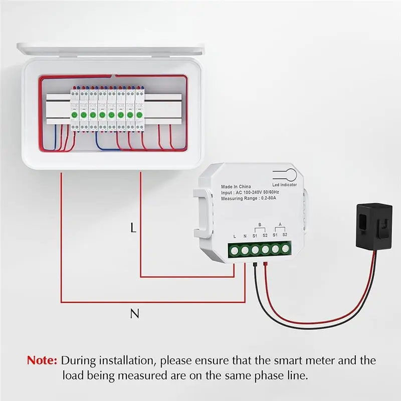 Real-Time For Household Electricity Usage Monitoring 1-Channel Wifi Power Meter 80A, For Smart Life/TUYA APP
