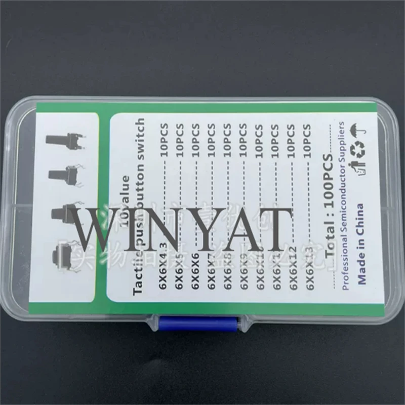 10 Types 100 Units  Micro-switch touch-type small switch 6x6 vertical induction cooker 4-pin touch-button button box packed