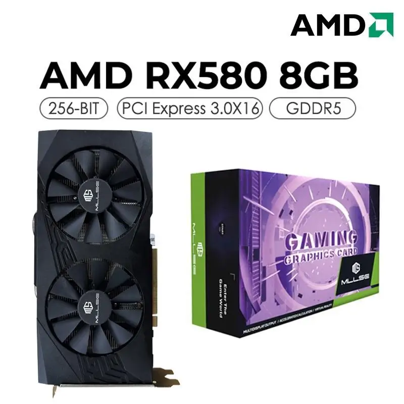 Top Graphics Card AMD Radeon RX 580 8GB 2048SP Placa De Video GDDR5 256-bit PCI Express 3.0 ×16 Desktops Gaming GPU