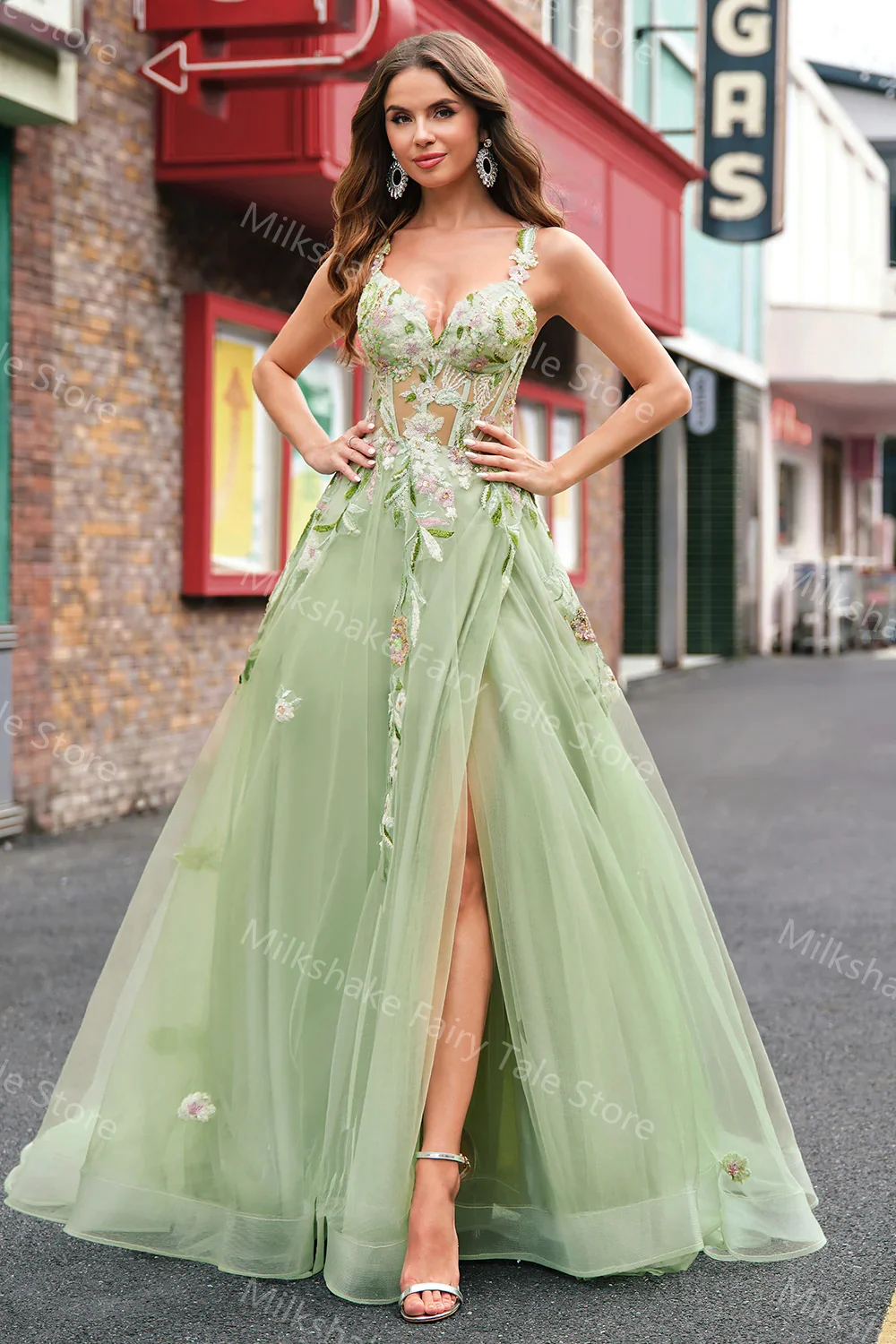 Charmoso verde uma linha vestidos de baile rendas apliques tule vestidos de noite glitter lantejoulas personalizado formal vestidos de festa de casamento