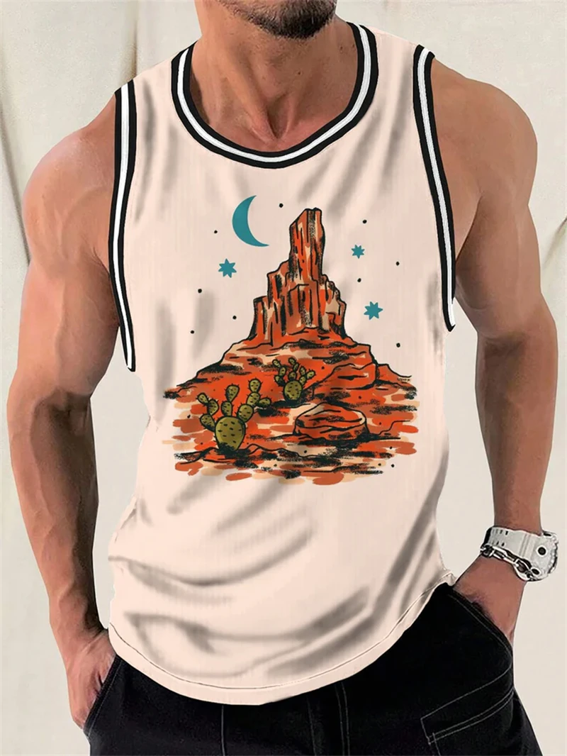 

Trendy Hip Hop Street Tank Tops For Men Simple Fashion Sleeveless 3D Printed Cool Vest Casual Oversized Breathable Crew Neck Top