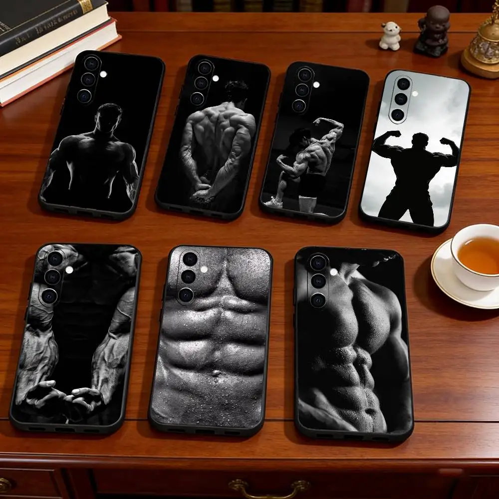 

Fitness muscles Phone Case Black Silicone Soft For Samsung Galaxy A73,A72,A71,A70,A53,A52,A51