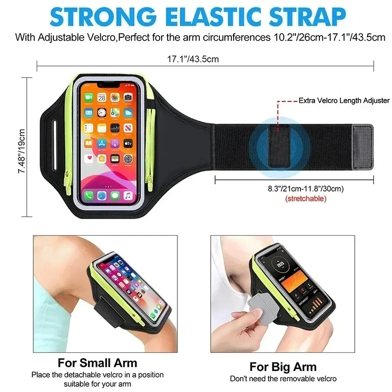 Borsa da braccio da corsa per Fitness all'aperto borsa per cellulare custodia per cuffie per IPhone 14 Pro Max Samsung Xiaomi accessori da corsa