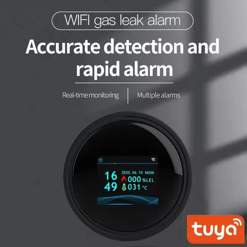 

Wi-Fi датчик природного газа Tuya интеллектуальная сигнализация домашняя кухня детектор утечки газа ЖК-дисплей