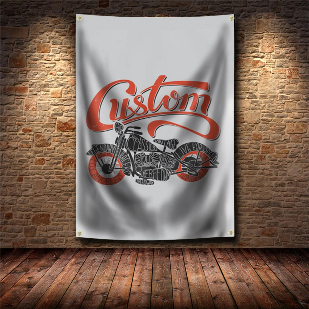 Vintage Motorcycles Banner Flag Poster Motor Race Wall Art Decoration