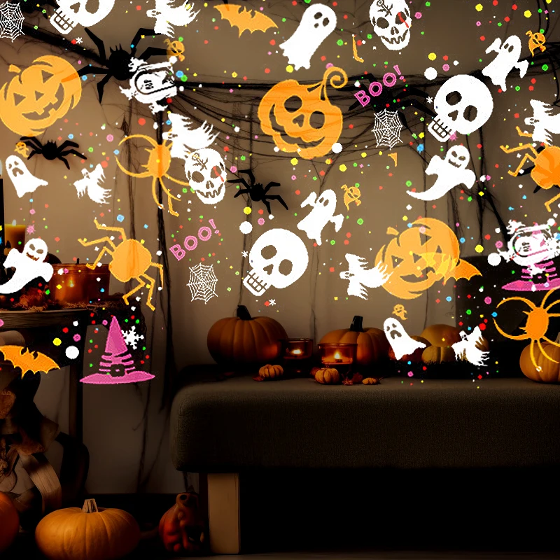 Christmas Halloween Pumpkin Projector LED Night Light 5V USB Powered Xmas Holiday Party Rotating Christmas Snowflake Projection