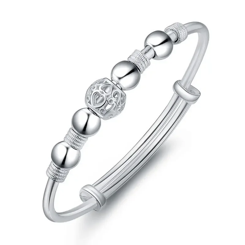 Wholesale 925 Sterling Silver Bangles Bracelet Charms Cuff For Women Fashion Jewelry adjustment wedding image 3