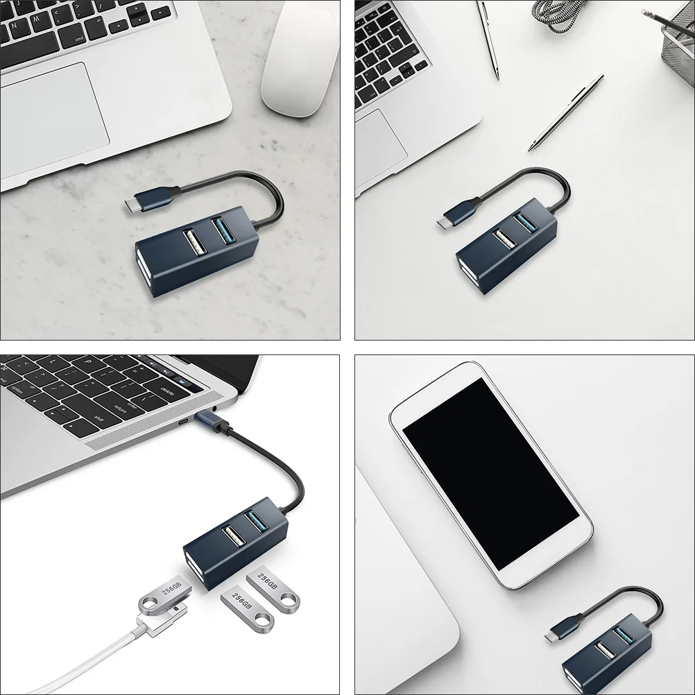 

USB-C Type-C Hub 4-Port Aluminum Alloy High-Speed Data Expansion Multi-Port Adapter for Laptop Mobile Computer Accessories