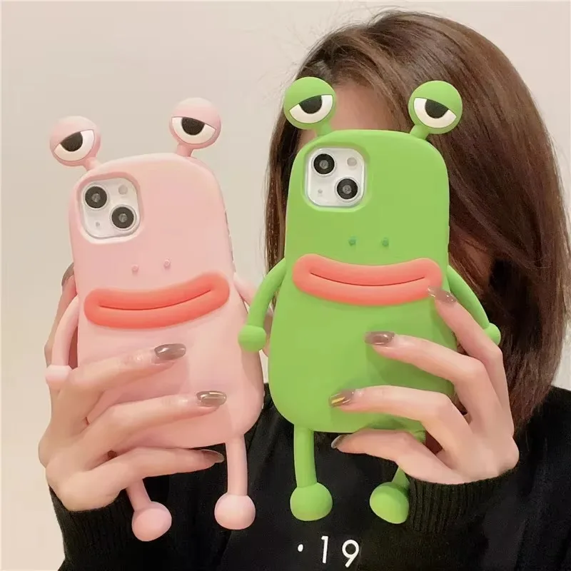 

3D Cartoon Cute Green Frog Phone Case for IPhone 15 14 13 11 12 Pro Max XS XR X 7 8 Cartoon Cute Shockproof Bumper Cover 2025