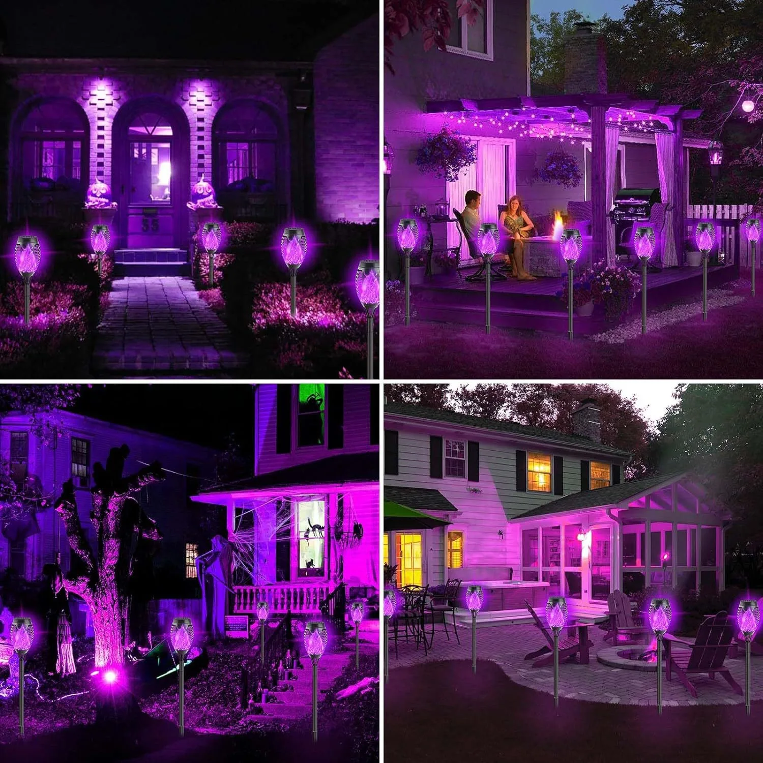 Purple Flame Lamp Solar Torch Lamp Outdoor Waterproof Lawn Ground Inserted Landscape Garden Path Lawn Light Solar Power Light