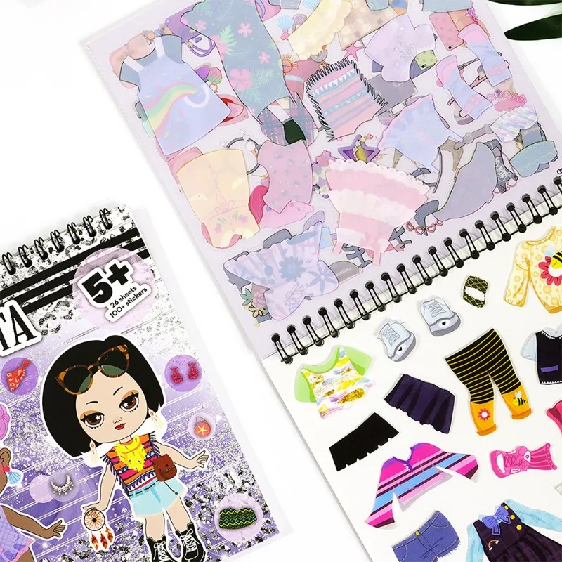 

Fashion Clothing Design Coloring Sticker Book: Girls' Fashion Sketch Sticker Set To Cultivate Imagination and Creativity