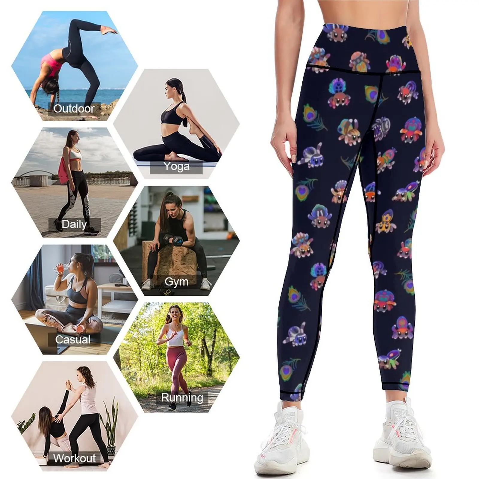 Peacock Spider Leggings para mulheres, Fitness Set, Roupas De Ginástica, Harem Pants