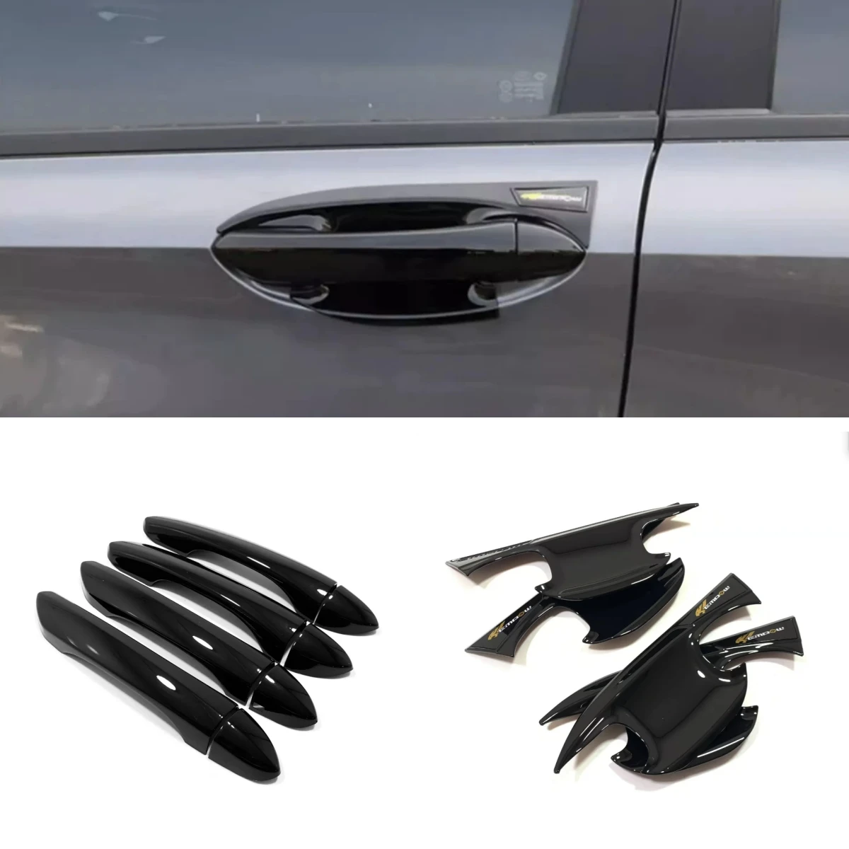 Capuchon de protection de poignée de porte de voiture, garniture de couvercle, aspect fibre de carbone, accessoires extérieurs, loquet vers le haut, TRUMPCHI GAC, 2022, 2023