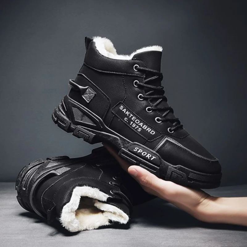 جديد الشتاء الرجال الرياضة عارضة الدانتيل يصل عالية أعلى صوف مبطن القطن الثلوج الأحذية الدافئة المألوف الكورية نمط المضادة للانزلاق دائم #2