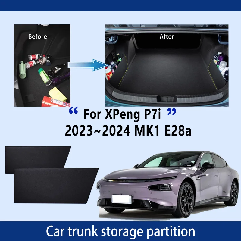 

Автомобильные аксессуары для XPeng P7i 2023 ~ 2024 23 MK1 E28a, перегородка для хранения багажника, многофункциональный органайзер для салона автомобиля