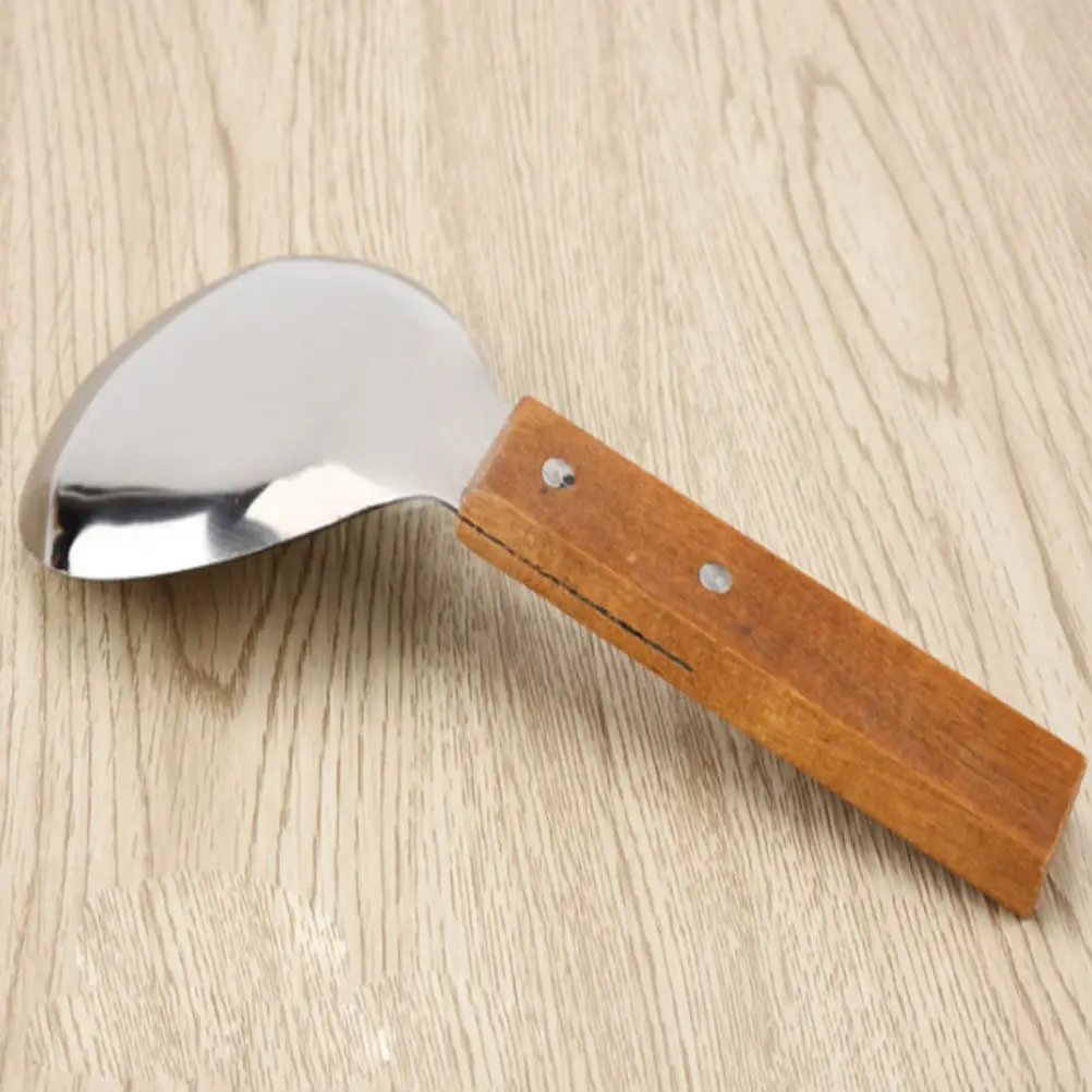 Cuchara de arroz de acero inoxidable con mango de madera, tamaño grande, color marrón, cuchara para servir alimentos, cuchara para sopa, utensilio de cocina