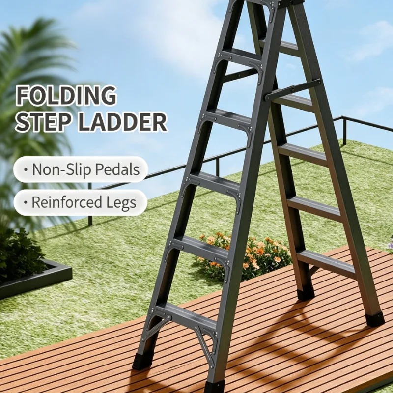 Aluminum Alloy Step Ladder With Anti Slip Treads Reinforced Legs For Home Garden Workshop Safe Climbing Tool Solution