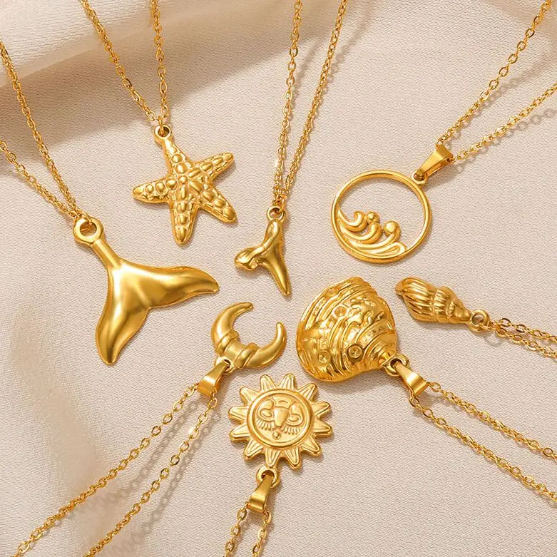 Big Starfish Stainless Steel Summer Necklace for Women Man Seaside Holiday Pendant Chain Beach Fashion Jewelry Gift New