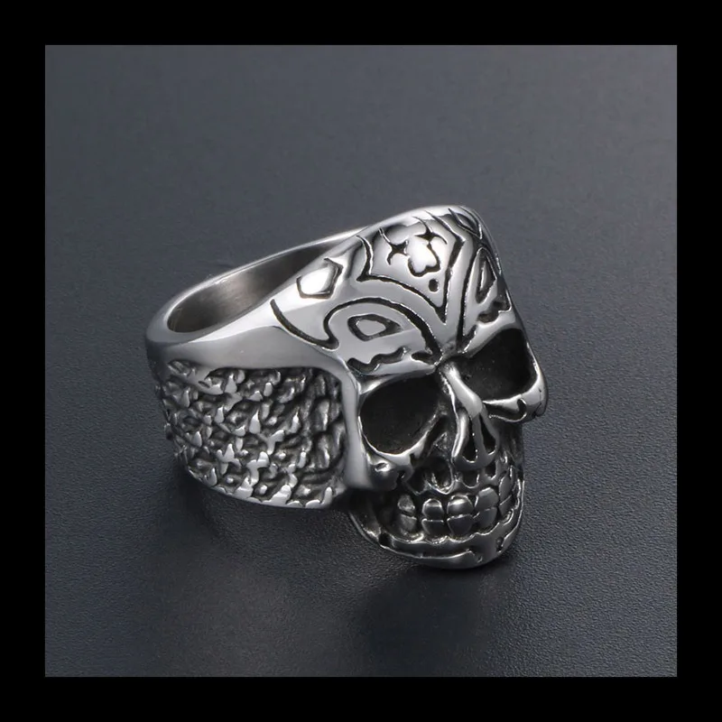 الرجعية القديمة الجمجمة مبالغ فيها التيتانيوم الصلب الدائري، رجل عصري الإبهام الدائري مجوهرات من صلب لا يصدأ SA541