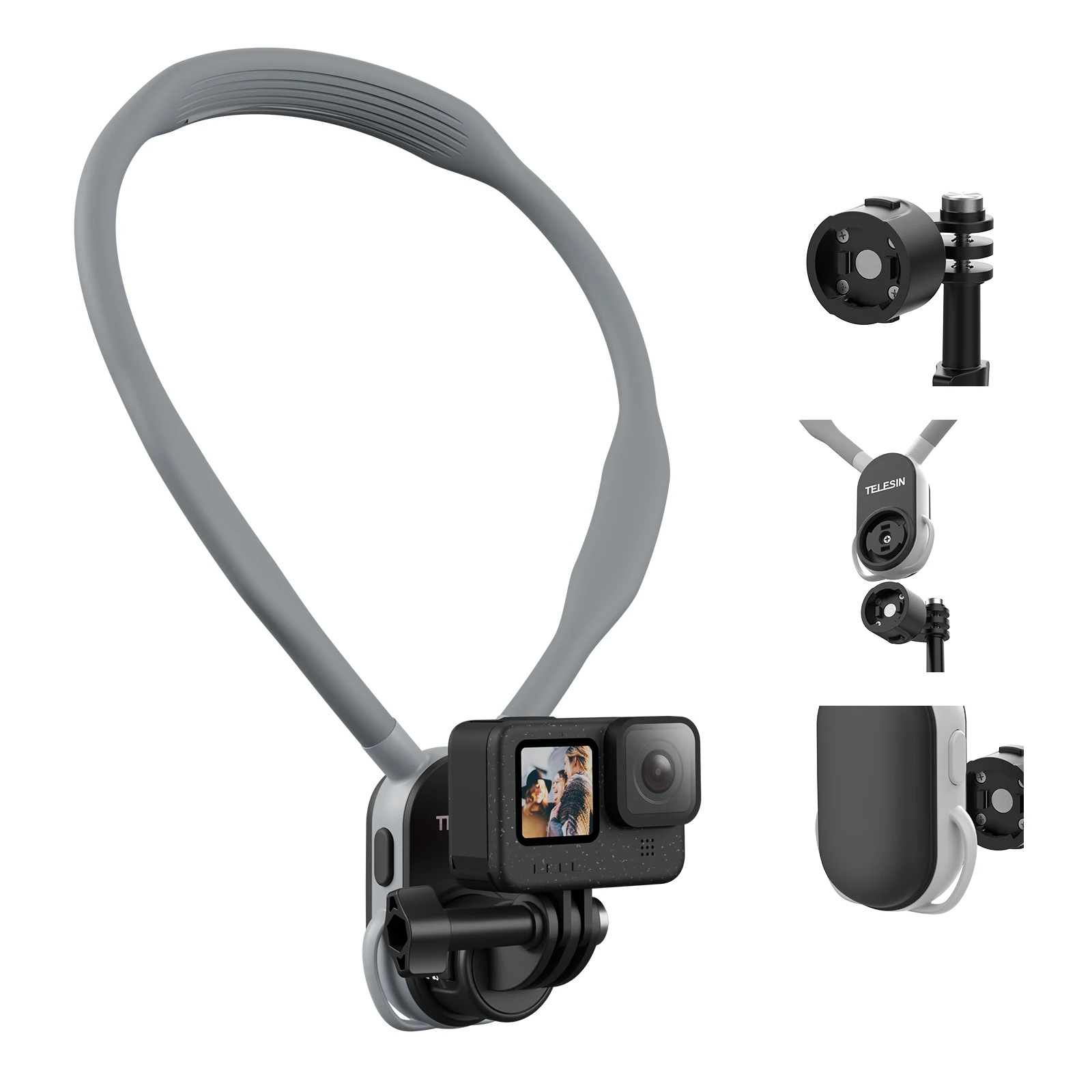 

TELESIN Quick Release Silicone Neck Mount Magnetic Hold for GoPro Hero Insta360 DJI Osmo Action Action Camera Accessories