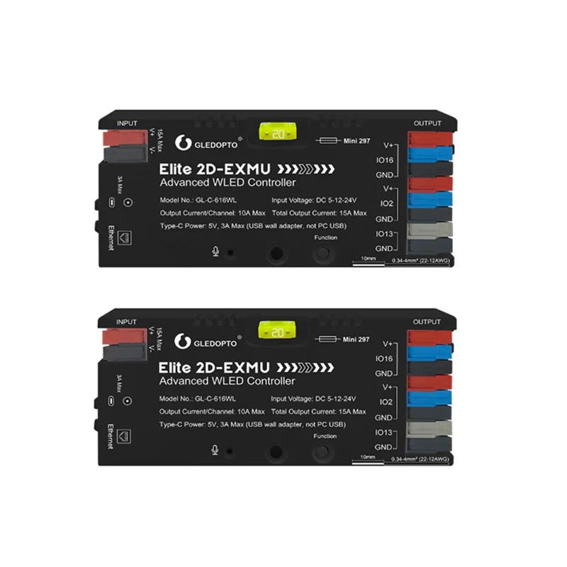 

Reliablegledopto Elite ESP32 WLED контроллер Ethernet музыка Реактивное энергосбережение реле 20A предохранитель DIY динамический свет цифровой 2 шт.