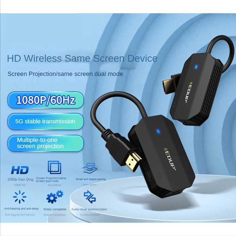 EDettes Transmetteur portable compatible HDMI, 1080P, HD, PC avec budgétaire TV, sans fil, même extension d'écran